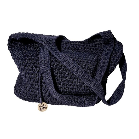 The Sak Originals Navy Blue Knit Tote Bag With Dual Shoulder Straps - Picture 2 of 9